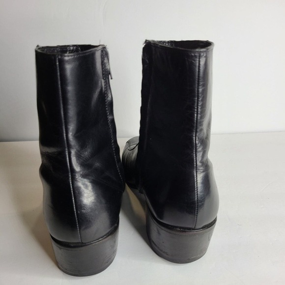 VTG Florsheim Black Leather Duke Boots Round Toe Men's 8.5 E Extra Wide Width - Picture 6 of 11
